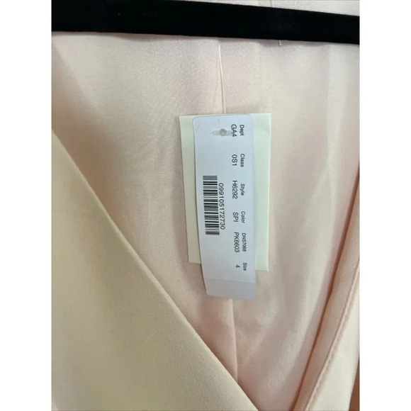 J. Crew Black Label Long Sleeve V-Neck Wrap Dress Light Pink Peach Women's 4 - Picture 5 of 9